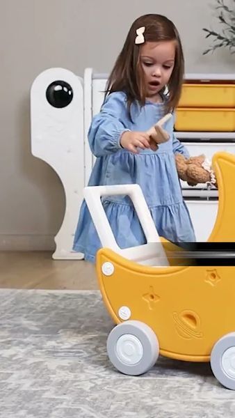 Органайзер для іграшок Lumpurini Lunetta Maxi, стелаж з контейнерами та дитячим візочком в дитячу кімнату, полиця для книжок, 3 яруси YYSC2218-1 фото