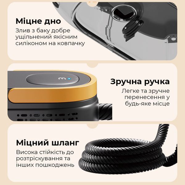 Портативний паровий очищувач чорний з 4 насадками та регулятором температури TC-SC-003 фото