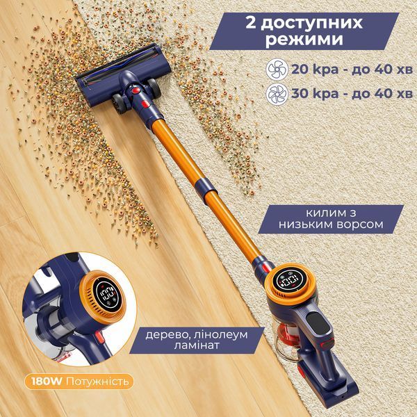 Ручний акумуляторний пилосос OLSONA H9. Потужний вертикальний пилосос з LED-екраном та лазерним підсвічуванням пилу H9 фото