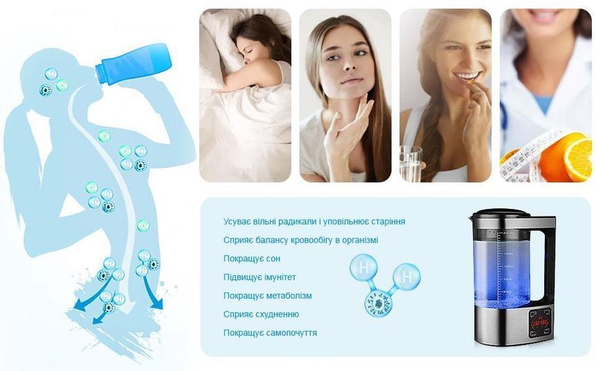 Сімейний глечик генератор водневої води Doctor-101 Athabasca з постйною температурою 40 &deg;C. Енциклопедія водневої води в подарунок YQ0105 фото