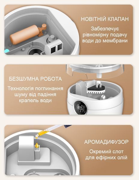 Безшумний ультразвуковий потужний зволожувач повітря Doctor-101 Neptune на 4.5л з сенсорним дисплеєм та пультом ДК для дому та квартири HQ-JS450S фото