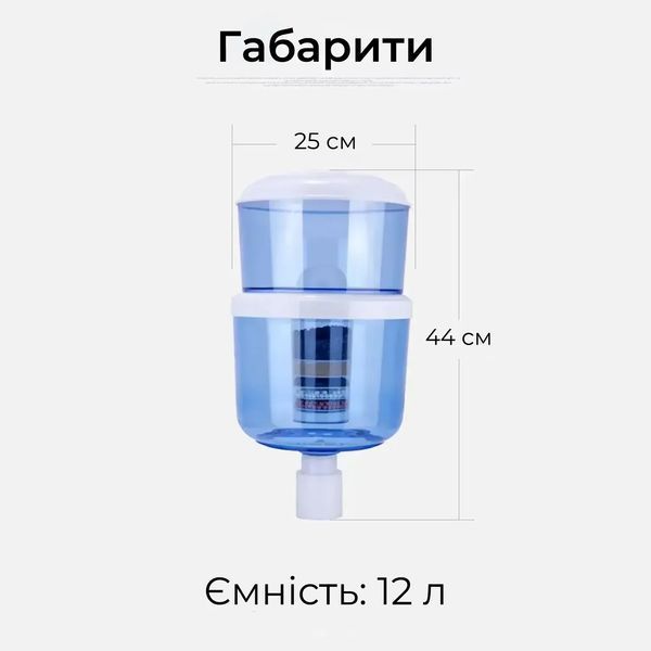 5-ступеневий очищувач для води Doctor-101. Бутель з фільтром для кулера, диспенсера, роздавальника води на 12л, Блакитний, 25 х 44 YTMF-12L фото