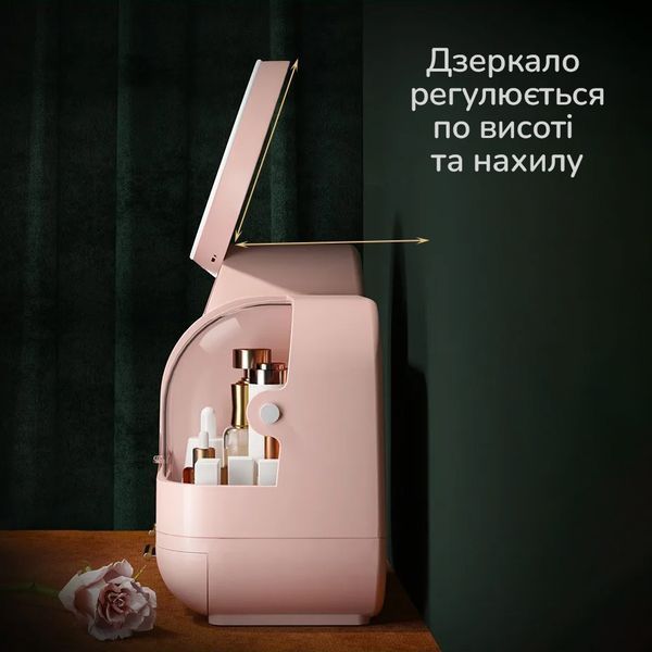 Настольный органайзер для косметики с зеркалом для макияжа, LED подсветкой и холодным обдувом TF-01-p фото
