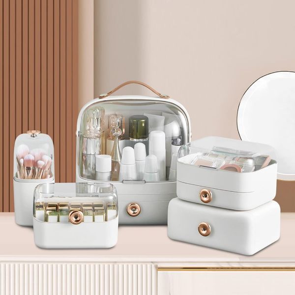 Настільний органайзер для косметики, прикрас Elegance Kit, б'юті бокс переносний, набір із 5 контейнерів TF-13 фото